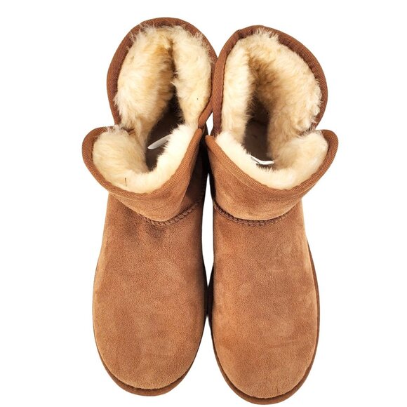 Kirkland 8 Real Fur Boots Shearling Sheepskin Suede Scalloped Fold over Shoes - Picture 10 of 16